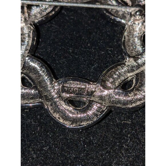 Vintage Monet Silver-Tone Interwoven Circle Brooch Pin - Picture 4 of 5